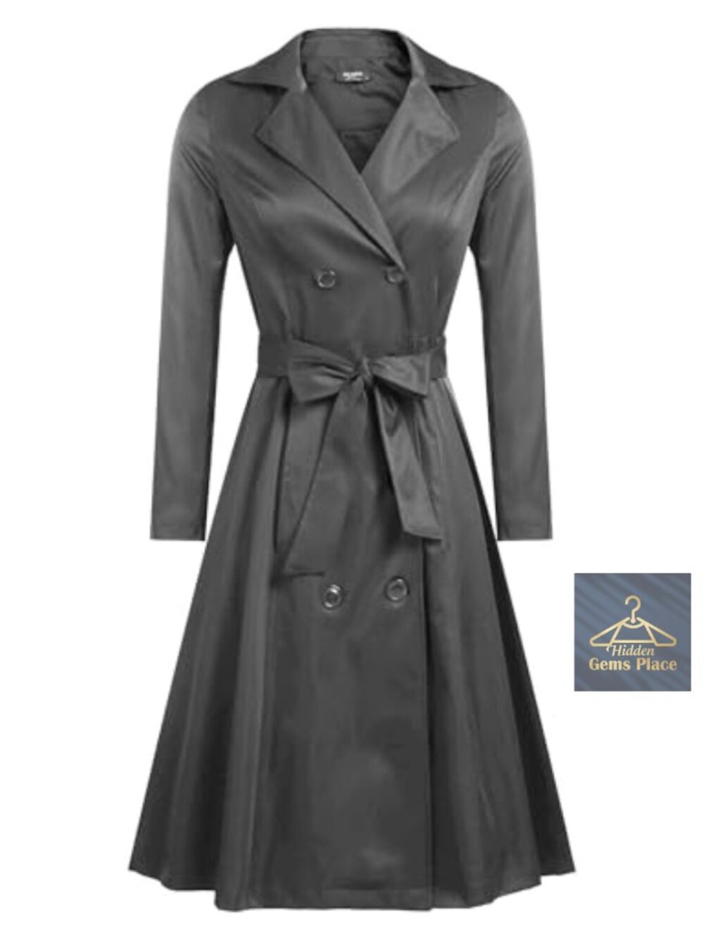 Zeagoo Women's Double-Breasted Long Trench Coat with Belt